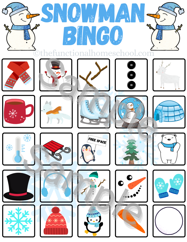 Snowman BINGO Game - The Functional Homeschool